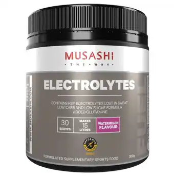 Chemist Warehouse Musashi electrolytes 300g - watermelon flavour offer