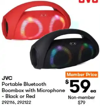 BIG W JVC Portable Bluetooth Boombox with Microphone - Black or Red offer