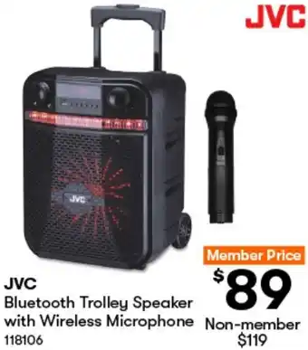 BIG W JVC Bluetooth Trolley Speaker with Wireless Microphone offer