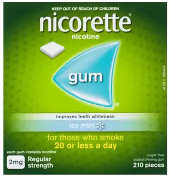 Chemist Warehouse Nicorette gum 2mg 210 pieces offer
