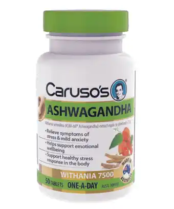 Chemist Warehouse Caruso’s natural health ashwagandha 50 tablets offer
