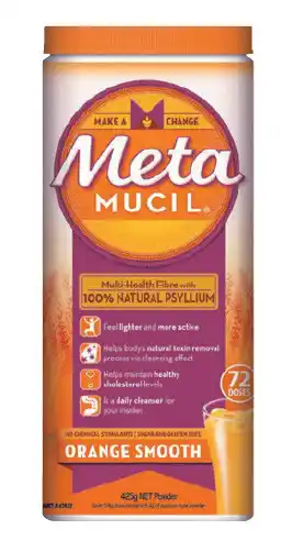 Metamucil psyllium husk powder orange smooth 72 doses