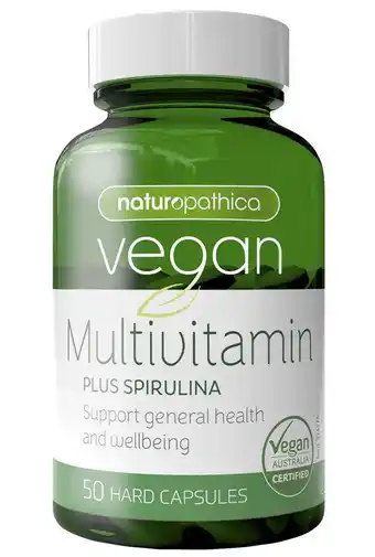 Chemist Warehouse Naturopathica vegan multi vitamin plus spirulina 50 capsules offer