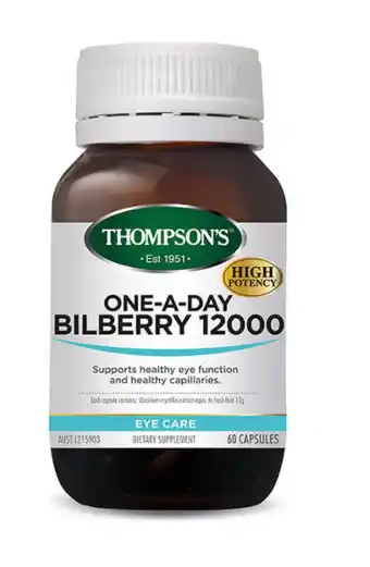 ePharmacy Thompson's one-a-day bilberry 12000mg 60 capsules offer
