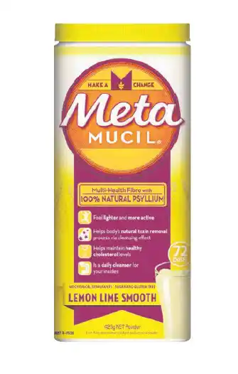 ePharmacy Metamucil psyllium husk powder lemon lime smooth 72 doses offer