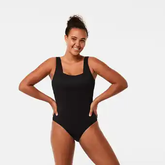 Ribbed square neck one piece swimsuit
