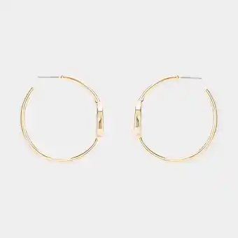 Abstract stone hoop pearlised look earring - gold look