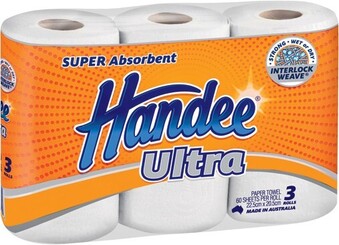 IGA Handee Ultra Super Absorbent Paper Towel 3 Pack Selected Varieties offer