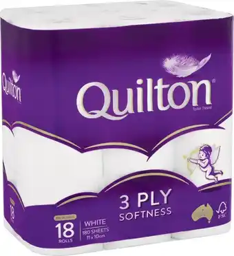 IGA Quilton White 3 Ply Toilet Rolls 18 Pack offer