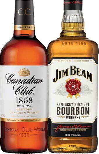 IGA Canadian Club Whisky or Jim Beam White Label Bourbon 1 Litre offer