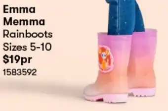 BIG W Emma Memma Rainboots offer