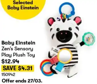 BIG W Baby Einstein Zen's Sensory Play Plush Toy offer