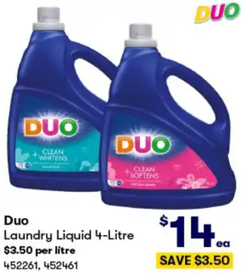 BIG W Duo Laundry Liquid 4-Litre offer