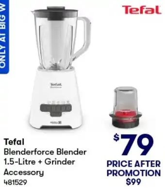 BIG W Tefal Blenderforce Blender 1.5-Litre + Grinder Accessory offer