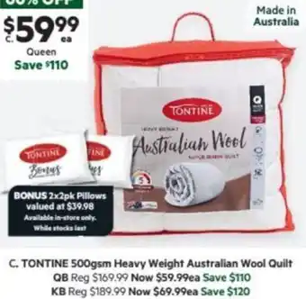 Harris Scarfe TONTINE 500gsm Heavy Weight Australian Wool Quilt offer