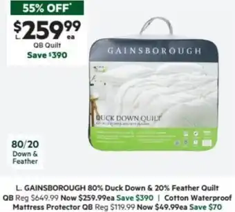 Harris Scarfe GAINSBOROUGH 80% Duck Down & 20% Feather Quilt offer