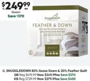 SNUGGLEDOWN 80% Goose Down & 20% Feather Quilt