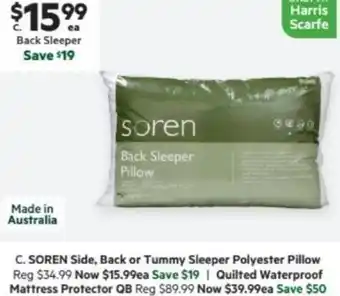 Harris Scarfe SOREN Side, Back or Tummy Sleeper Polyester Pillow offer