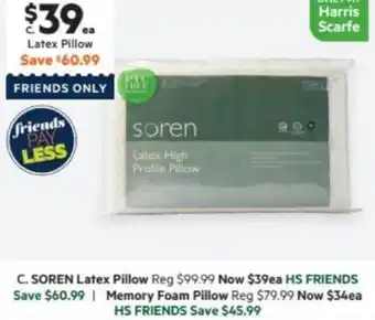 Harris Scarfe SOREN Latex Pillow offer