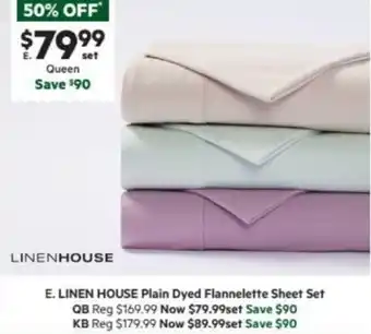 Harris Scarfe LINEN HOUSE Plain Dyed Flannelette Sheet Set offer