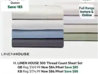 Harris Scarfe LINEN HOUSE 300 Thread Count Sheet Set offer