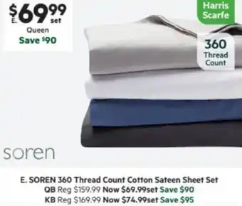 Harris Scarfe SOREN 360 Thread Count Cotton Sateen Sheet Set offer