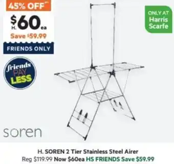 Harris Scarfe SOREN 2 Tier Stainless Steel Airer offer