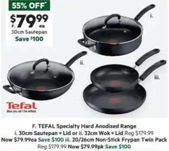 Harris Scarfe TEFAL Specialty Hard Anodised Range offer