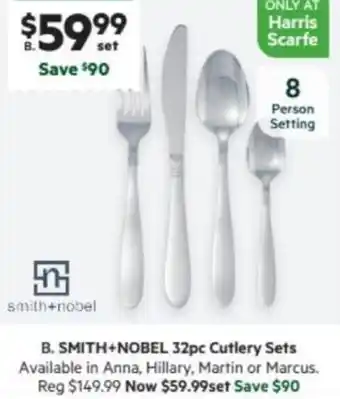 Harris Scarfe SMITH+NOBEL 32pc Cutlery Sets offer