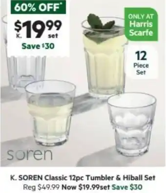 Harris Scarfe SOREN Classic 12pc Tumbler & Hiball Set offer