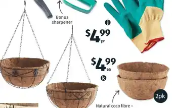 ALDI Garden Hanging Basket with Coco Liner or 2PK Coco Basket Liners offer