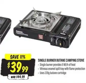 Aussie Disposals SINGLE BURNER BUTANE CAMPING STOVE offer