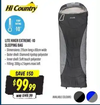 Aussie Disposals LITE HIKER EXTREME -10 SLEEPING BAG offer