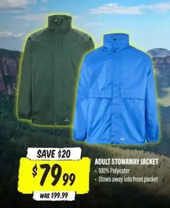 Aussie Disposals ADULT STOWAWAY JACKET offer