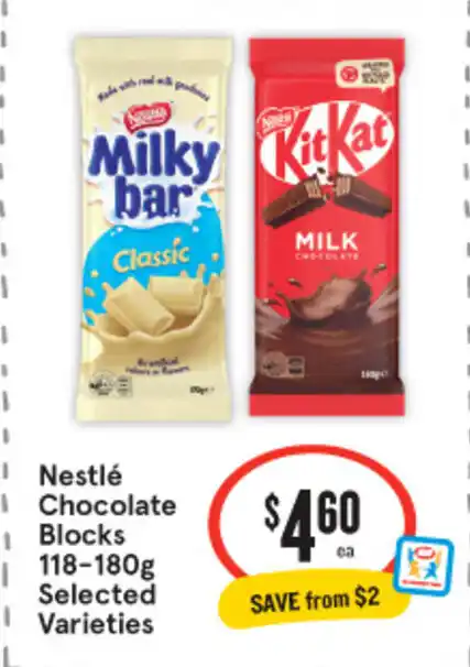 Nestlé Chocolate Blocks 118-180g offer at IGA