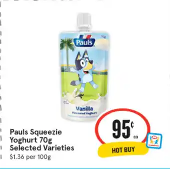 IGA Pauls Squeezie Yoghurt 70g offer