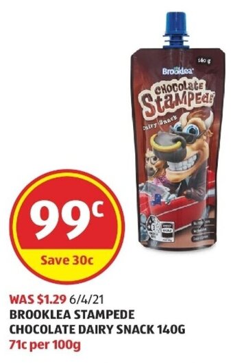 ALDI Brooklea Atampede Chocolate Dairy Snack 140g offer