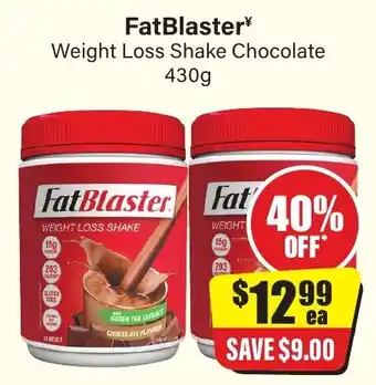 Chemist Discount Centre FatBlaster Weight Loss Shake Chocolate 430g offer