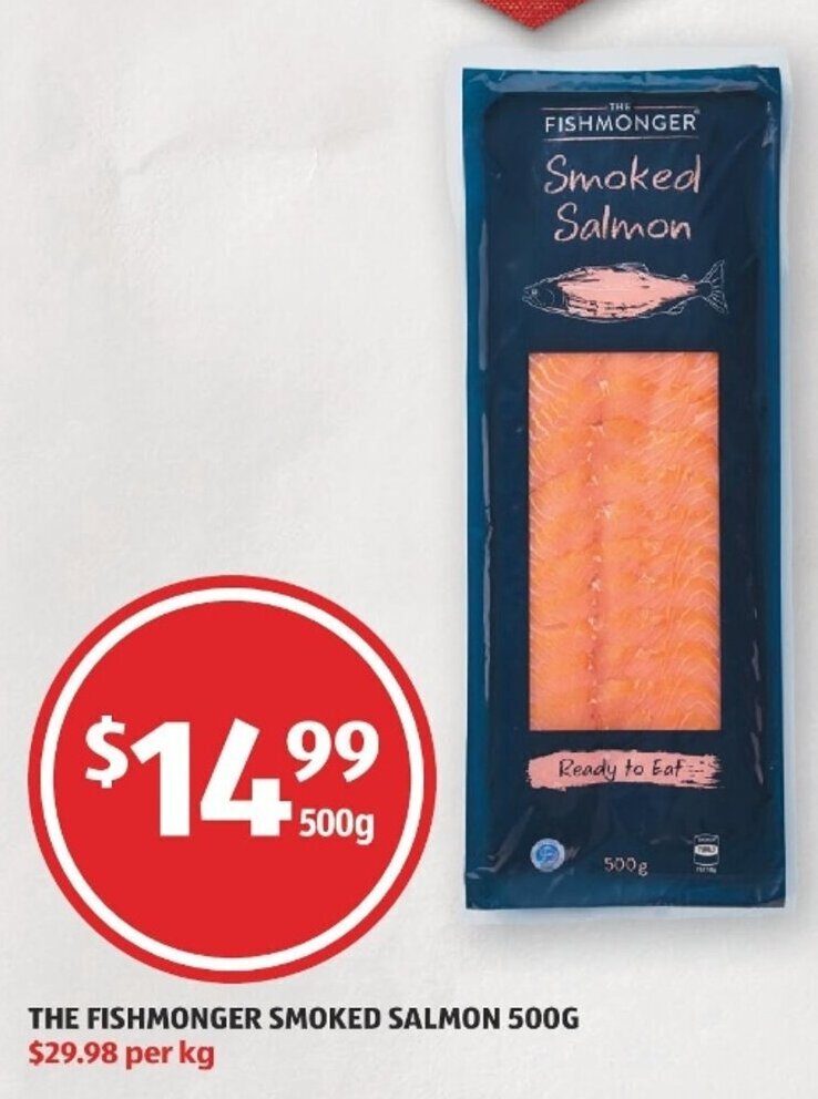 The Fishmonger Smoked Salmon 500g offer at ALDI