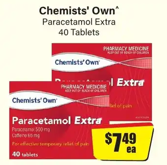 Chemist Discount Centre Chemists' Own Paracetamol Extra 40 Tablets offer