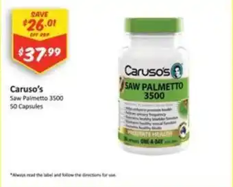 Caruso's Saw Palmetto 3500 50 Capsules