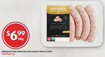 ALDI Bruemar Pork Sausages with Garlic Truffle 500g offer