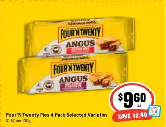 Ritchies Four'N Twenty Pies 4 Pack offer