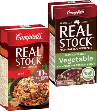 IGA Campbell’s Real Stock 500mL Selected Varieties offer