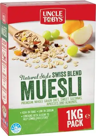 IGA Uncle Tobys Natural Style Swiss Blend Muesli 1kg offer