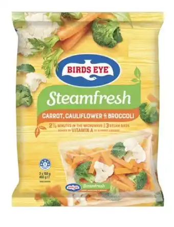 Coles Birds Eye Steam Fresh Broccoli Cauliflower Carrot 450g offer
