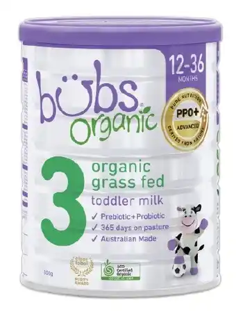 Coles Bubs Organic Grass Fed Stage 3 Milk Drink 800g offer