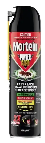 Coles Mortein PowerGard Easy Reach Crawling Insect Surface Spray with Germ Kill 320g offer