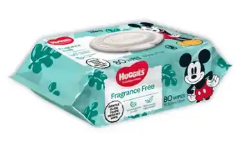 Coles Huggies Baby Wipes Fragrance Free or Coconut Oil 80 Pack or Water Wipes 72 Pack offer