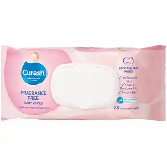 Woolworths Curash Baby Wipes Fragrance Free Pk 80 offer